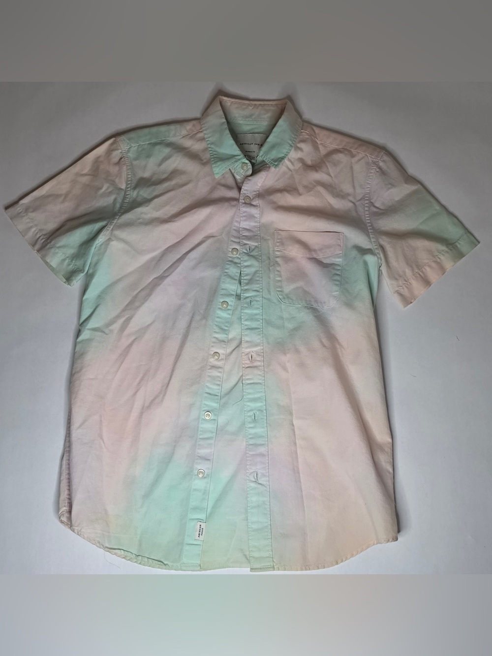 American Eagle Outfitters Pastel Gradient Short-Sleeve Button-Down Shirt